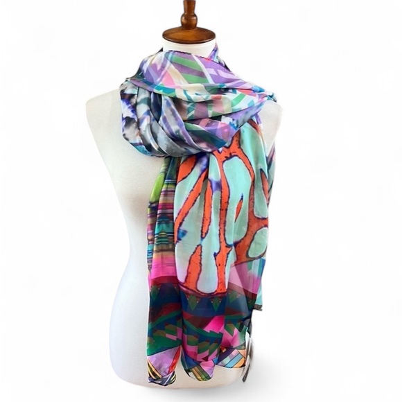 Digimark Series  Printed Scarf Collection 19 Colorful Whimsical Modern Fairy NWT - Picture 1 of 7